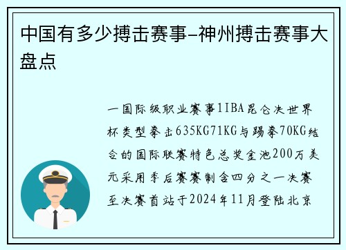 中国有多少搏击赛事-神州搏击赛事大盘点